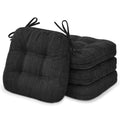 Baibu Dining Chair Cushions Set of 4, Dual Layer Memory Foam Seat Pads with Non-Slip Bottom and Ties, 16.5 x 16.5 x 3.5 inches, Black