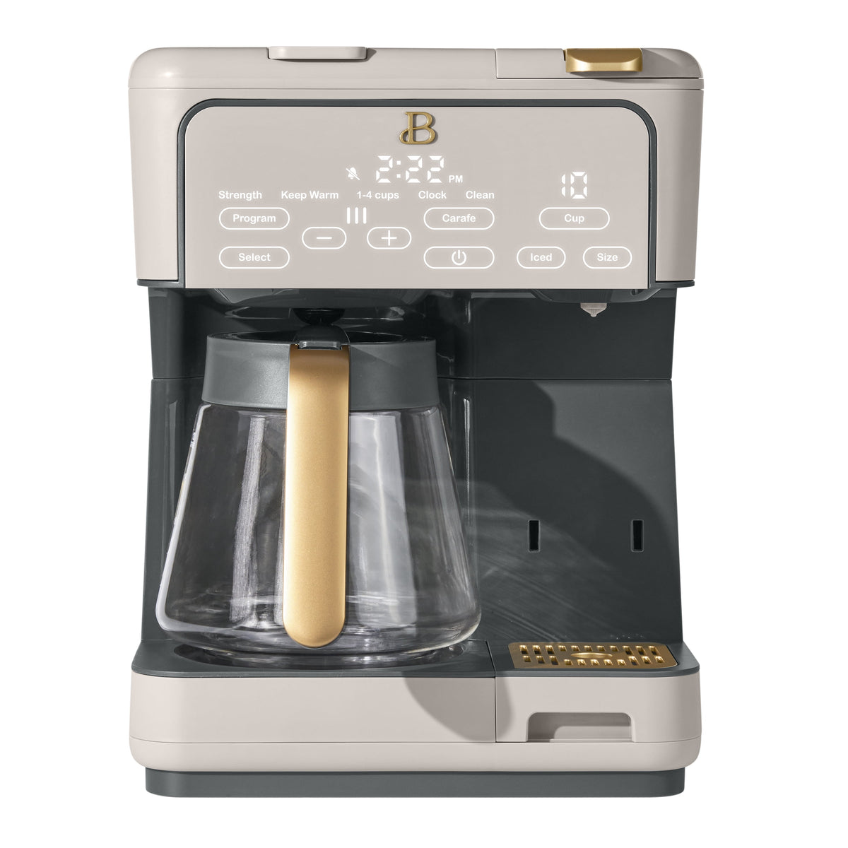 Beautiful by Drew Barrymore Multi-Brew 12-Cup Programmable Drip & Single-Serve Coffee Maker, White Icing