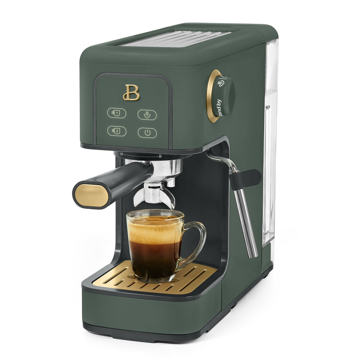 Beautiful by Drew Barrymore Slim Espresso Machine, 20-Bar Pressure, Black Sesame