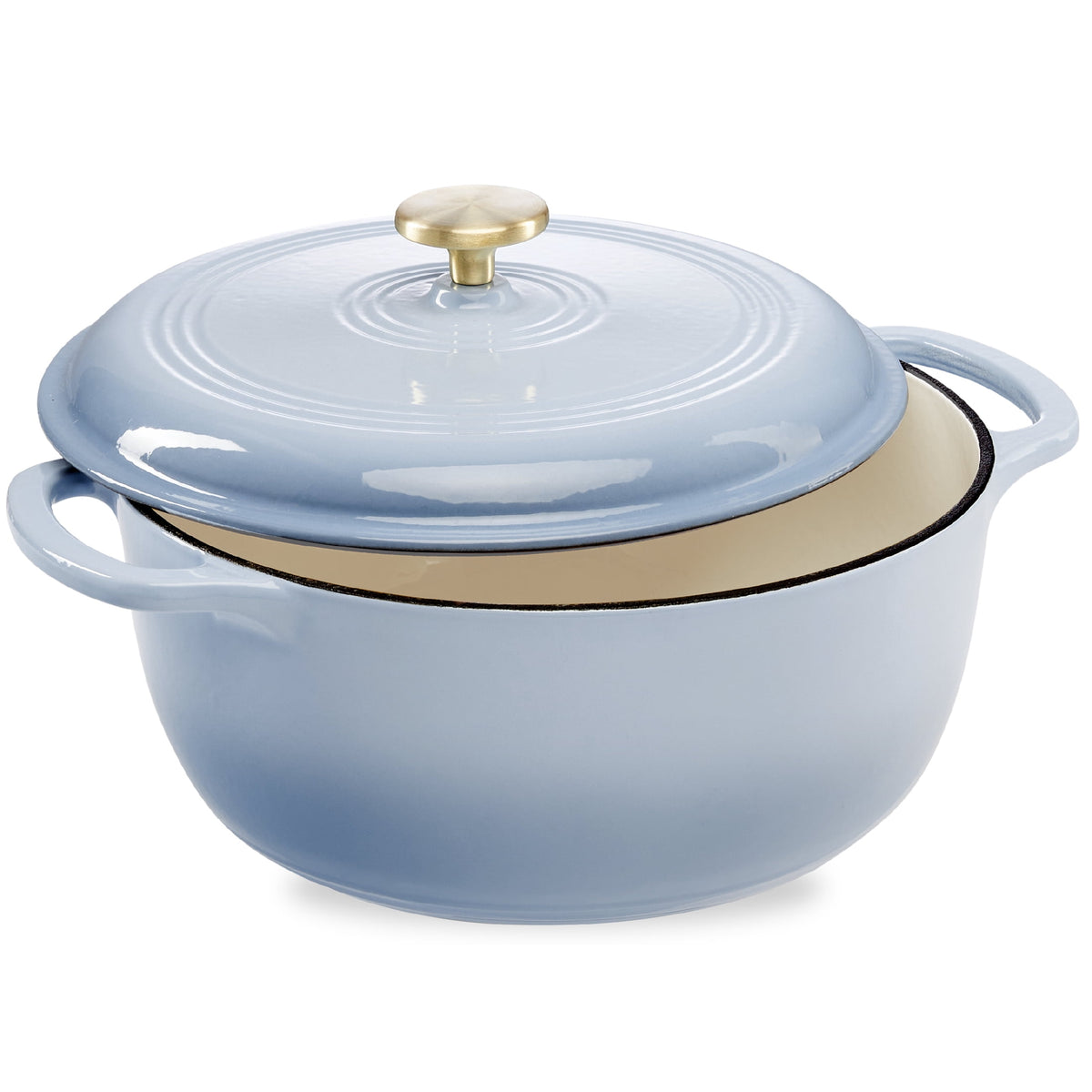 Best Choice Products 6 Quart Enamel Cast-Iron Dutch Oven, Heavy-Duty Cookware w/ Dual Handles, Lid - Cornflower Blue