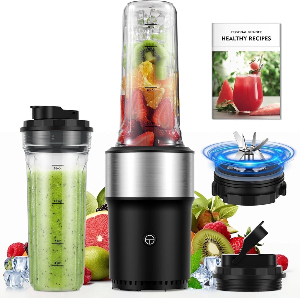 Blender for Smoothies, 900W Personal Blender with 2 x 24oz To-Go Cups For Smoothies Milkshakes, Juices,Black