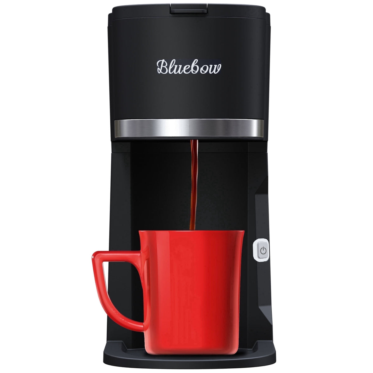 Bluebow Single Serve Coffee Maker for K Cup & Ground Coffee& Tea, Capsule Coffee Machine, 6-12oz Brew Size, Black