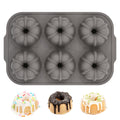 CAKETIME Silicone Mini Fluted Tube Cake Pans for Baking with Metal Reinforced Frame, 6-Cavity Mini Flan Molds-1Pcs