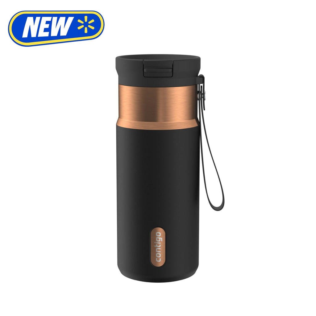 Contigo 16oz SnapSeal Insulated Stainless Steel Water Bottle, Licorice Black/Bronze