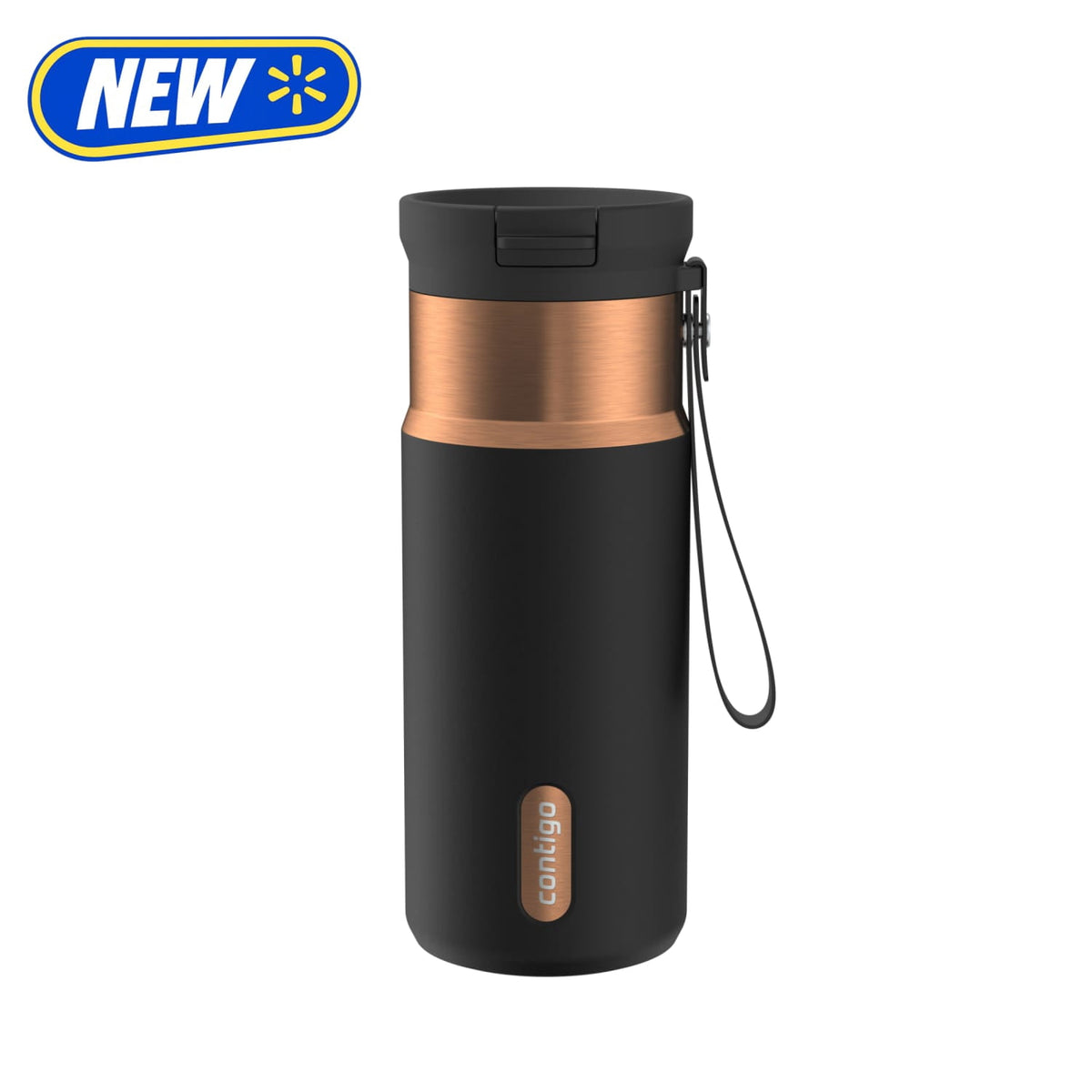 Contigo 16oz SnapSeal Insulated Stainless Steel Water Bottle, Licorice Black/Bronze