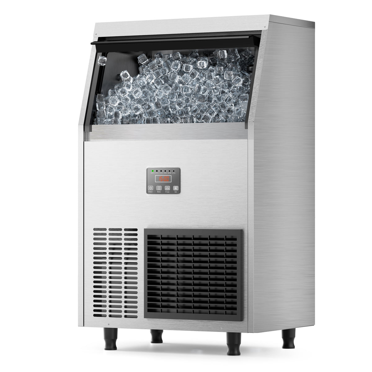 Coolake 100lbs/24H Air Cooled Commercial Under Counter Ice Maker with 33lbs Storage in Stainless Steel, 115v