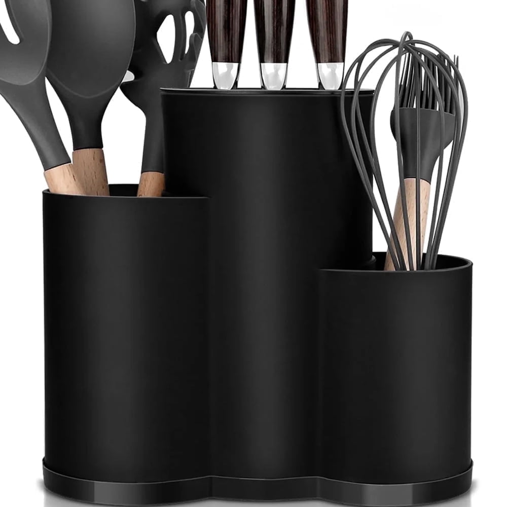 MYVIT Kitchen Knife Holder without Knives Round Empty Knife Block Holder for Countertop Storage Organizer,Black