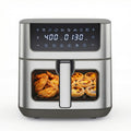 EDX 6QT Stainless Steel Air Fryer with Digital Touchscreen, 1500W, 8 Presets, Dishwasher Safe Basket, 90 Min Timer, 24H Delay Start, Gray