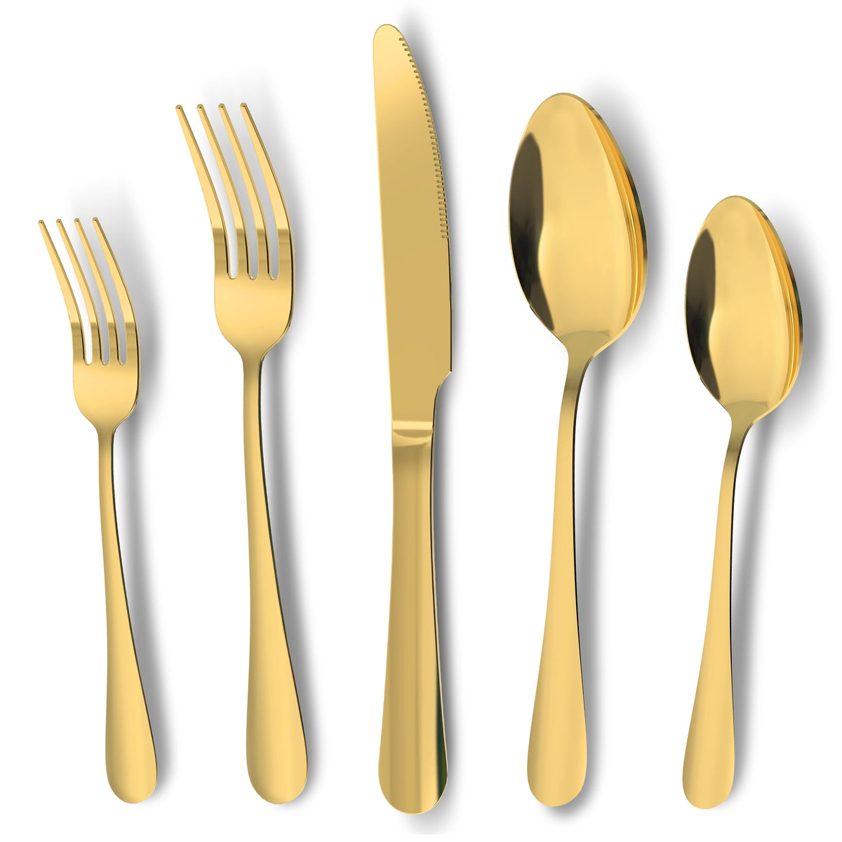 20 Piece Silverware Set, ENLOY Stainless Steel Solid Flatware Cutlery for 4, Modern & Elegant Design, High Quality Gift
