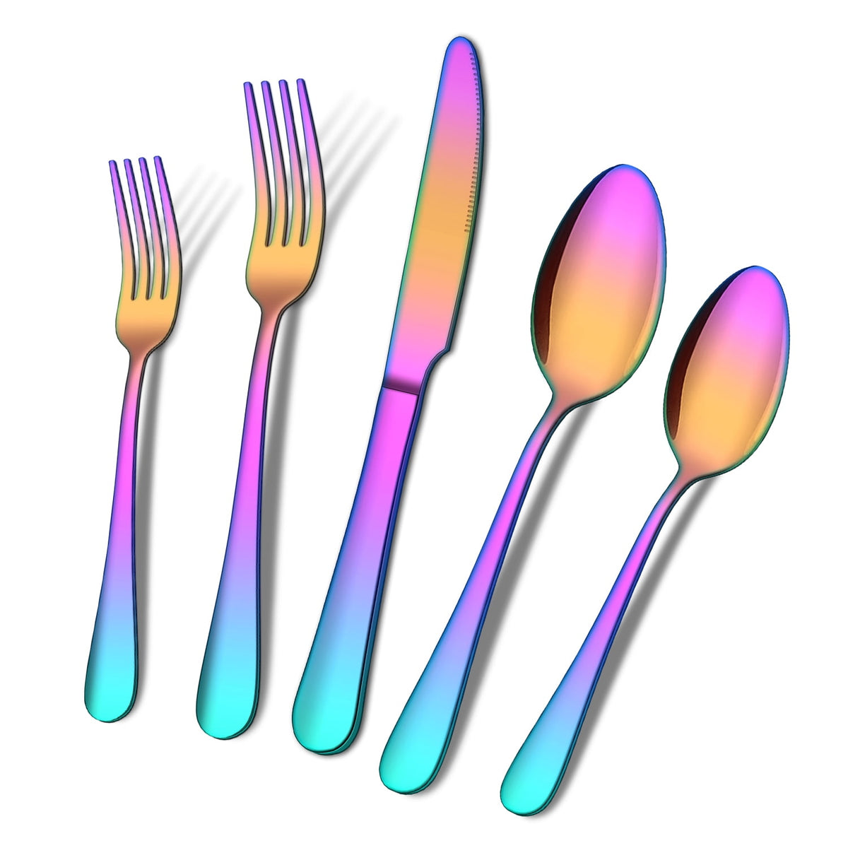 20 Piece Silverware Set, ENLOY Stainless Steel Solid Flatware Cutlery for 4, Modern & Elegant Design, High Quality Gift
