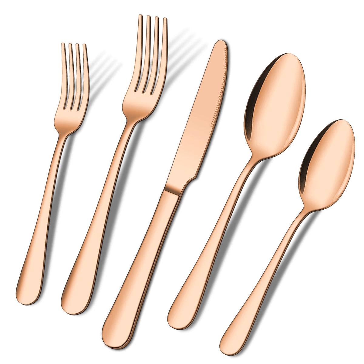 20 Piece Silverware Set, ENLOY Stainless Steel Solid Flatware Cutlery for 4, Modern & Elegant Design, High Quality Gift