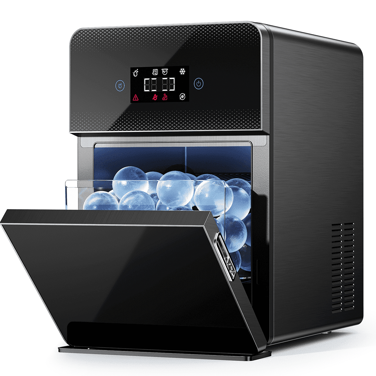 Ecozy Chillio 2.4" Crystal Clear Ice Ball Maker with CrystalFlux Technology, Compact Sphere Ice Machine with Timer, 32 Balls/Day, for Home Bar