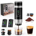 Fimilo Portable Espresso Maker, 3-in-1 20 Bar Mini Coffee Makers with 2 x 7500mAh Battery, Self-Heating Car Coffee Machine Compatible Ground Coffee & Capsules (NS＆DG) for RV, Hiking, Office