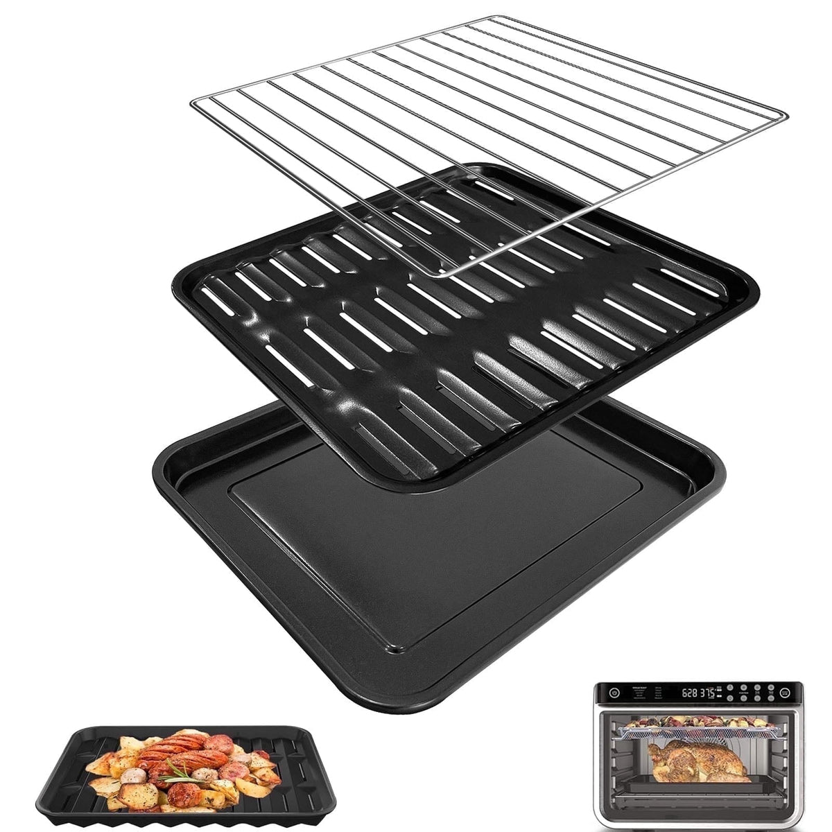GCQ Air Fryer Replacement Parts for Ninja Foodi SP101 SP100 Digital Countertop Oven, Air Fryer Grill Pan Plate Crisper Plate Accessories Tray Basket