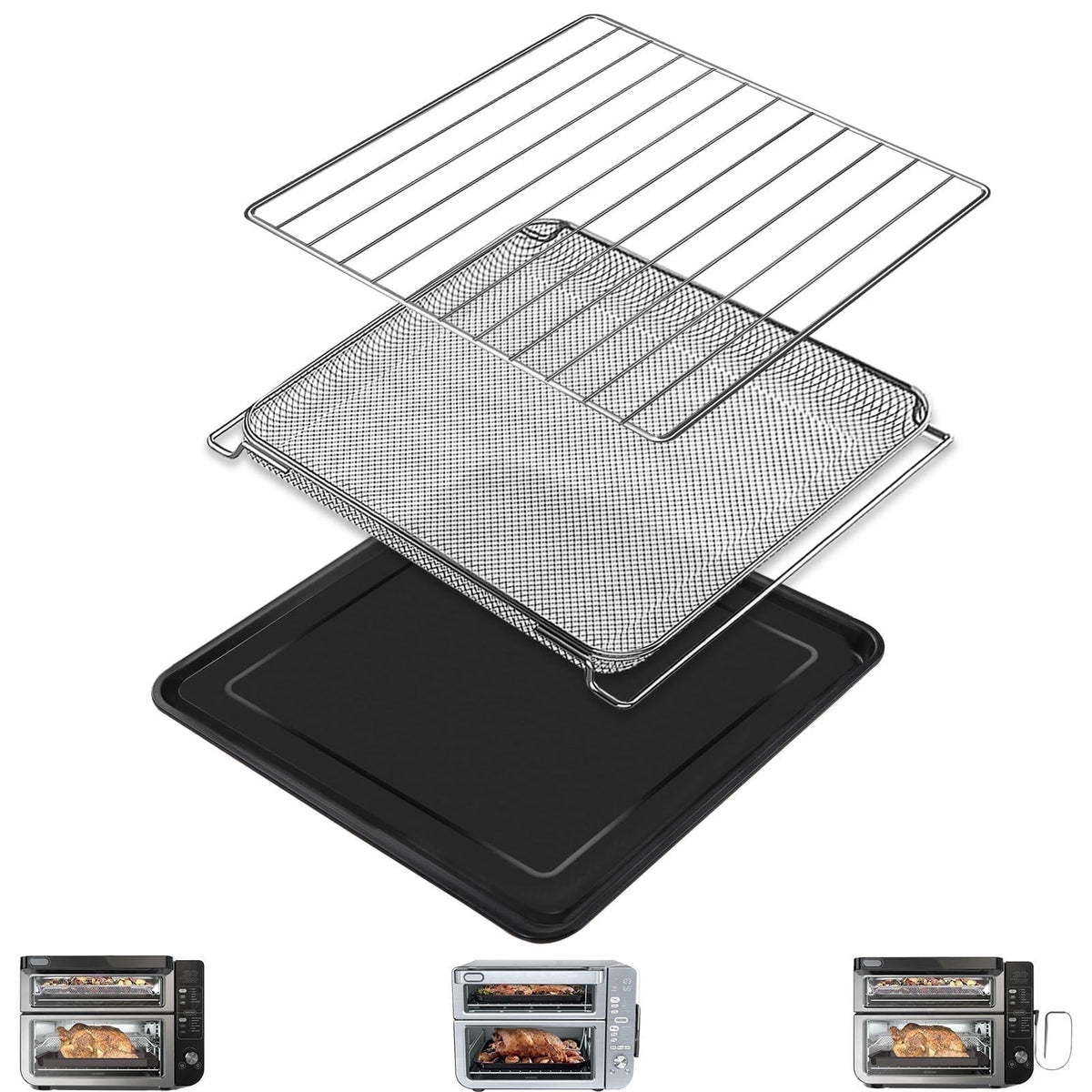 GCQ Air Fryer Replacement Parts for Ninja Foodi SP101 SP100 Digital Countertop Oven, Air Fryer Grill Pan Plate Crisper Plate Accessories Tray Basket