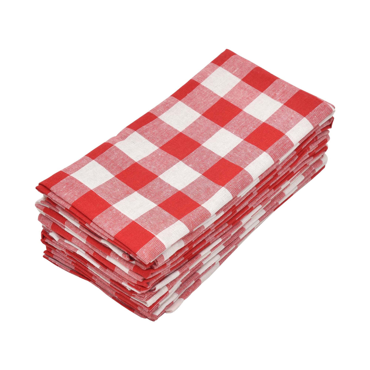 GFI LINEN CLUBS 100% Cotton Gingham Cloth Dinner Napkins, 18 x 18 in, Set of 12, Blue & White