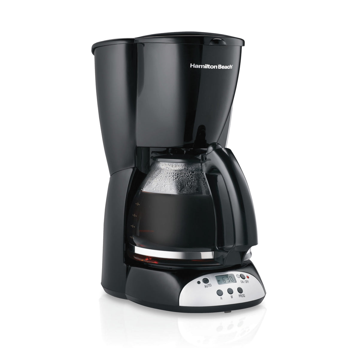 Hamilton Beach 12 Cup Programmable Coffee Maker, Glass Carafe, Matte Black