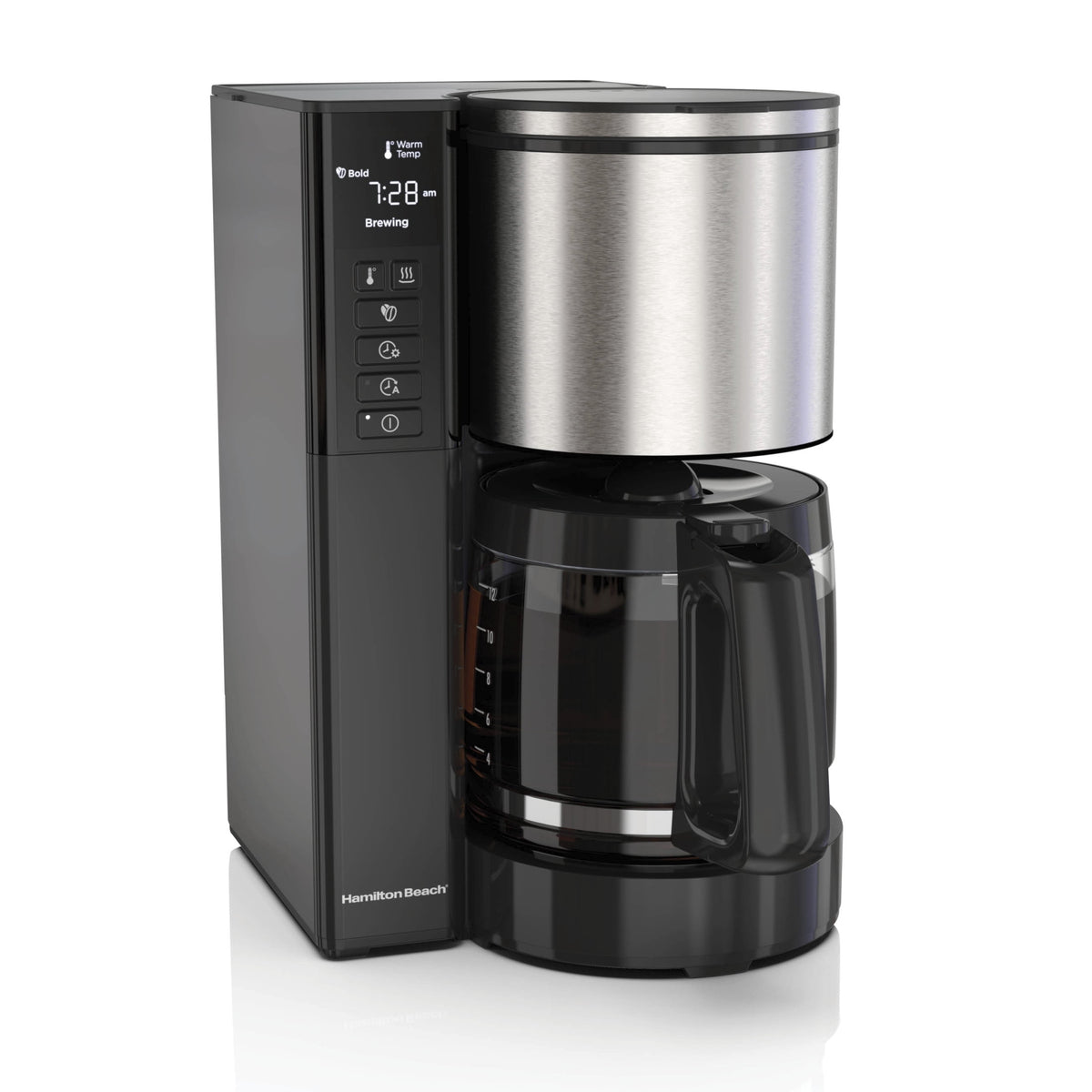 Hamilton Beach Premium 12-Cup Programmable Drip Coffee Maker Machine with Glass Coffee Pot, Black