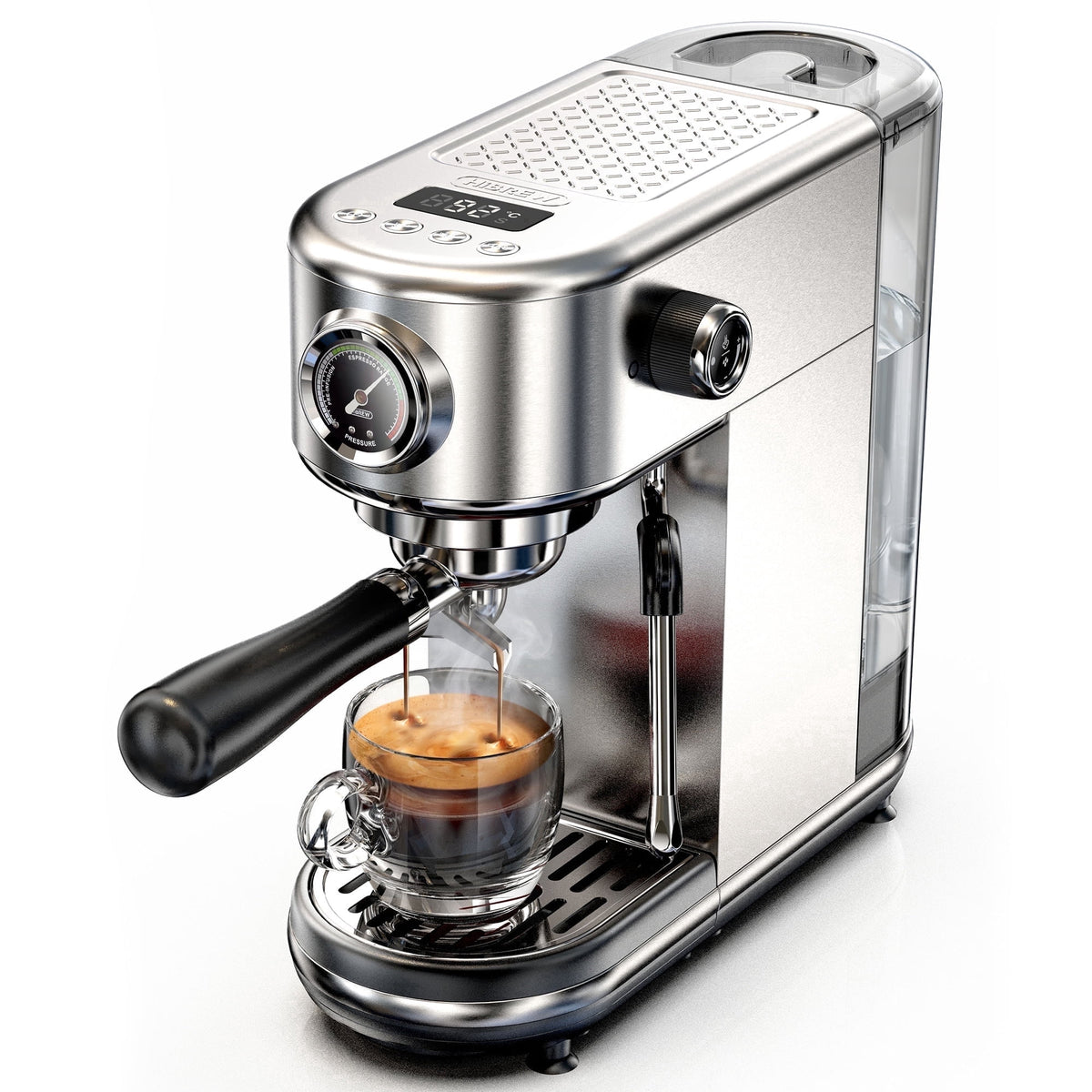 HiBREW 20 Bar Semi Automatic Espresso Machine for Home, Stainless Steel Coffee Maker with Steam Wand H10B