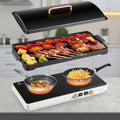 Induction Cooktop 2 Burners, 1800W Countertop Burners with Removable Cast Iron Griddle Pan Non-Stick, 8 Power Levels Control