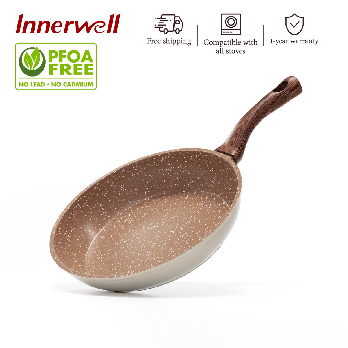 Innerwell 8-Inch Nonstick Granitic Frying Pan with Ergonomic Bakelite Handle