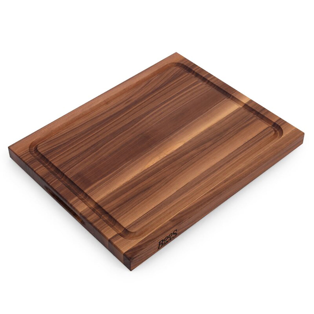 John Boos BBQ Collection Reversible Wood Cutting Board,Juice Groove, Walnut