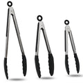 Kitchen Tongs Set, 3 Pcs Heat Resistant Silicone Tipped Cooking Tongs, 7"/9"/12" Stainless Steel Locking Tongs for BBQ, Salad & Grilling