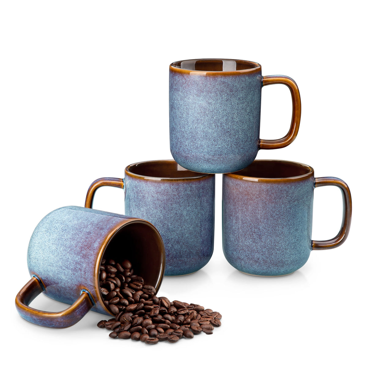 Malacasa Coffee Mugs Set of 4, 12oz Ceramic Coffee Cups Set, Tea Mugs for Latte, Cocoa and Milk, Coffee Mug With Handle, Gifts for Women Men