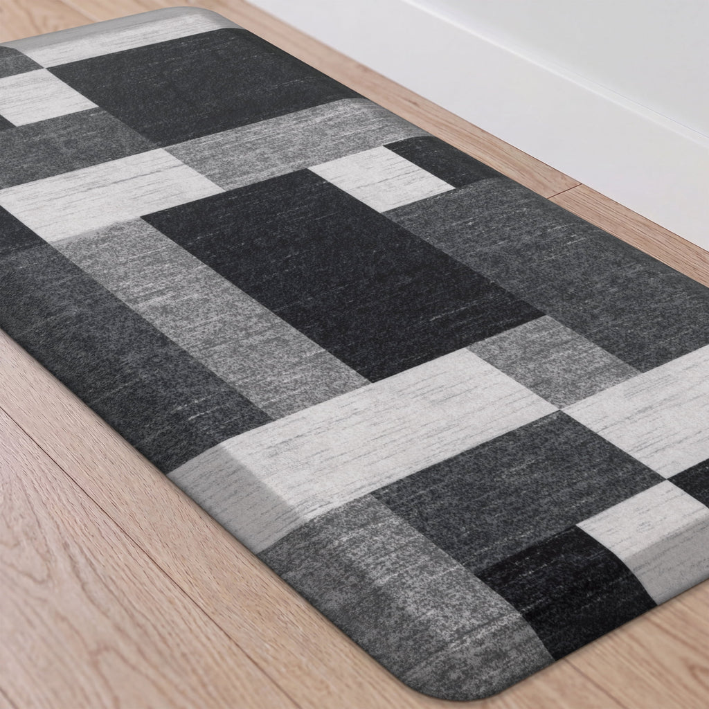 MeyJey 4/5 Inch Thick Anti Fatigue Kitchen Rug 20”x39”, Non Slip Waterproof Floor Mats for Kitchen Sink Laundry Office, Black/Gray