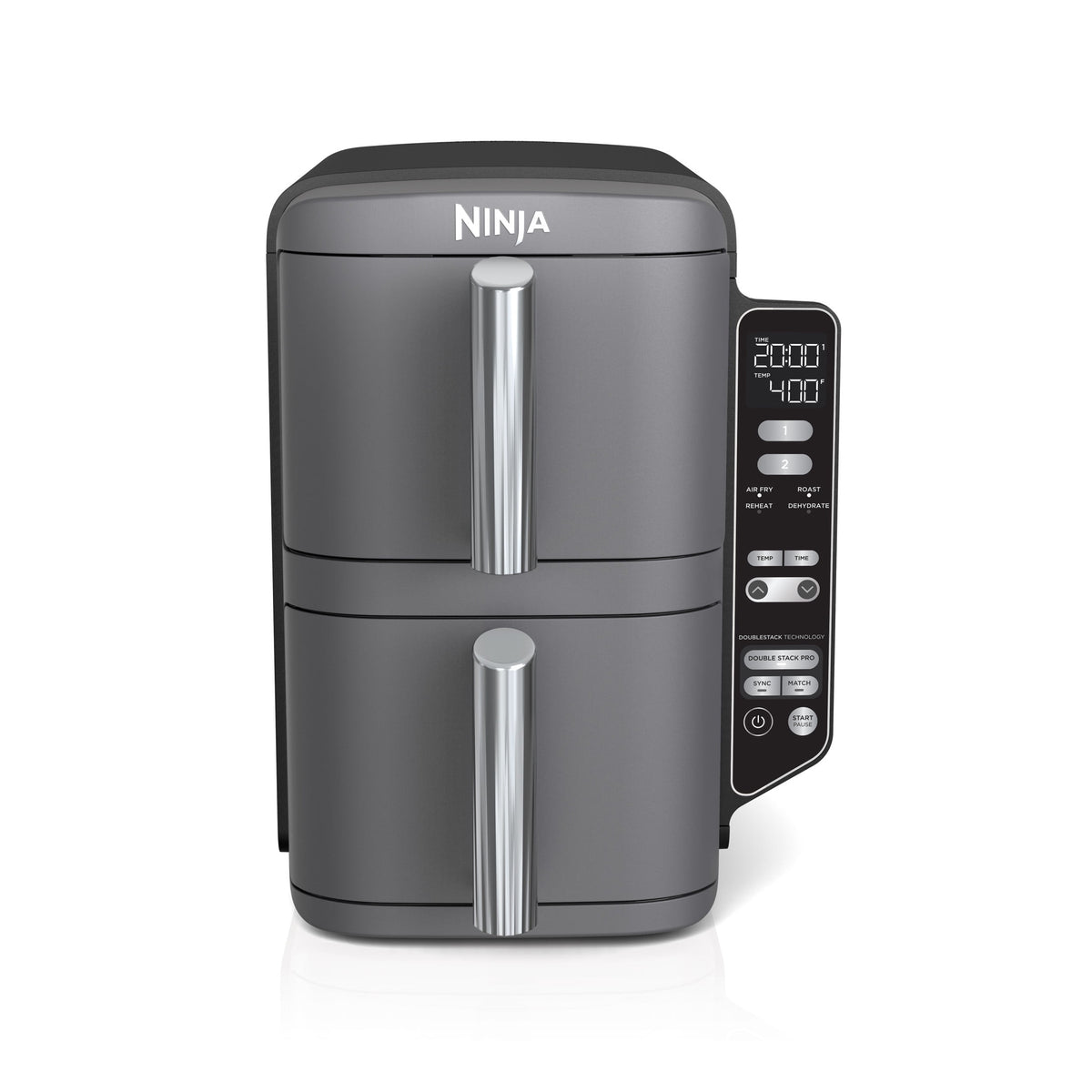Ninja DoubleStack Air Fryer 8-Qt, 2 Baskets, Cook 4 Foods at Once, Space Saving, 4-in-1, SL200 Black