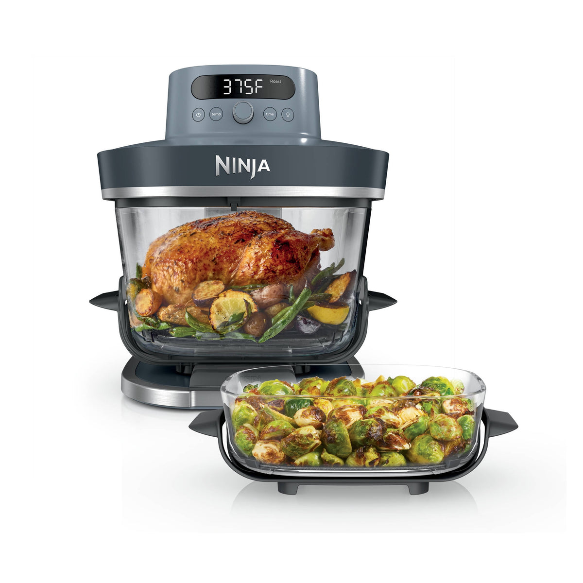 Ninja Crispi Pro Glass Air Fryer 6-Qt & 2.5-Qt, 6-in-1, Air Fry, Bake, Dehydrate, Dishwasher Safe, AS101LG Dove