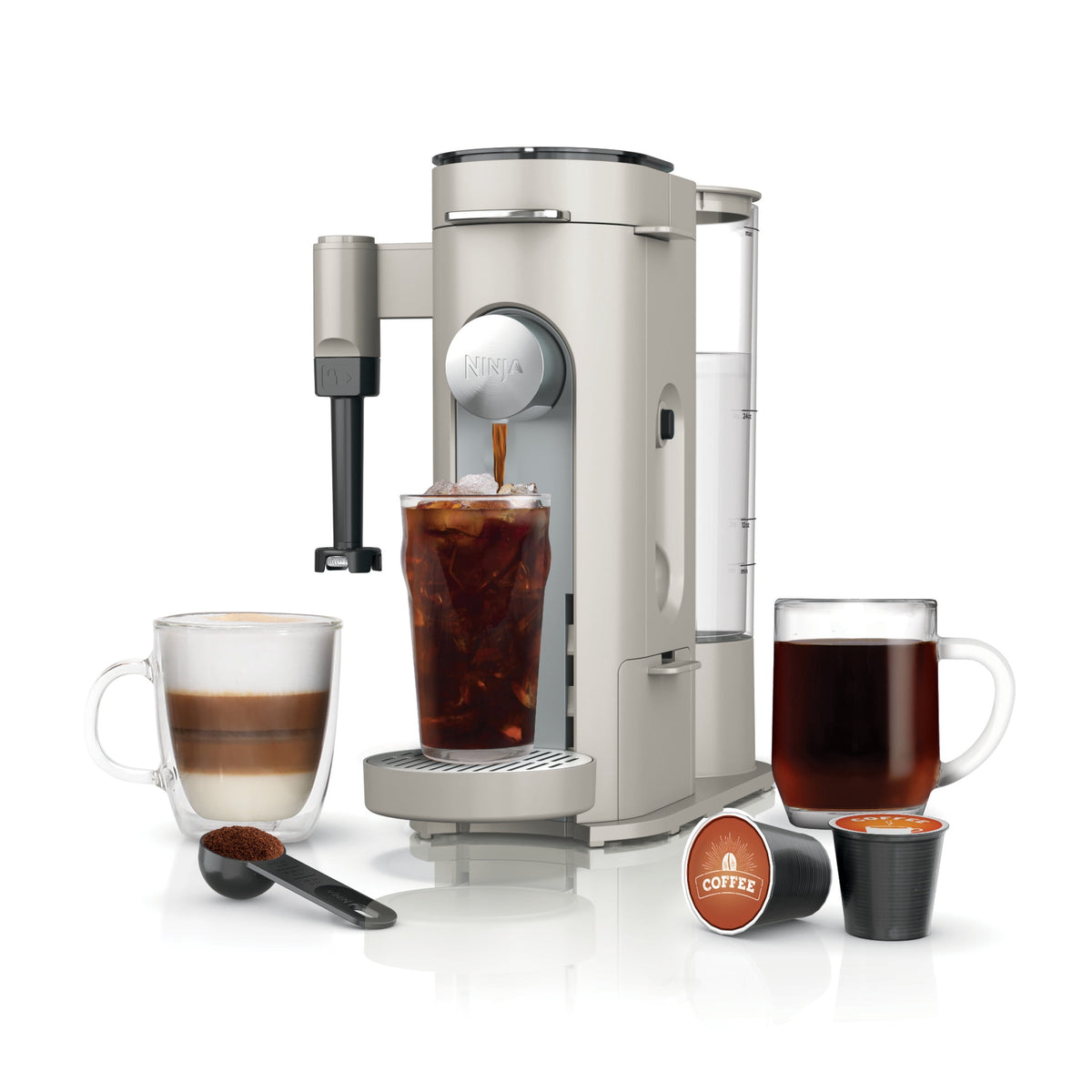 Ninja Pods & Grounds Specialty Single-Serve Coffee Maker, K-Cup Pod Compatible, Built-In Milk Frother, PB051SG, Sage Green