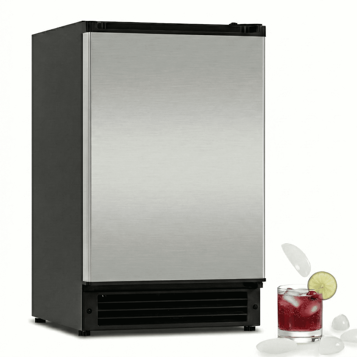 OUTBID 15" Under Counter Ice Maker Drainless, 25 lbs/24H Crescent Ice Machine with 22 lbs Storagefor Home Bar Kitchen Commercial, ETL