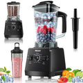PRASKY Countertop Blender, 2-in-1 Professional Blender, 68oz Capacity 1000W 6 Speeds Blender for Kitchen with 25oz to-go Cup (Black)
