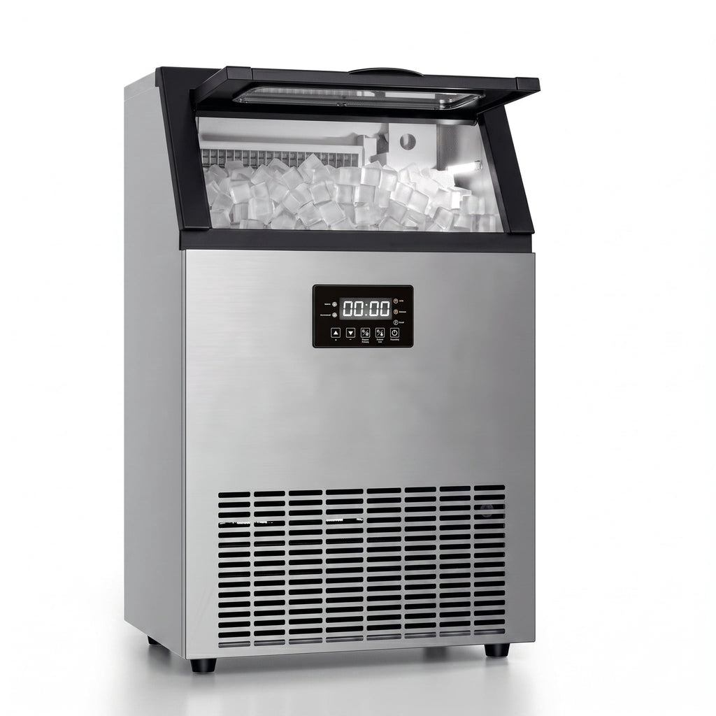 RIOXC Commercial Ice Maker 300LBS/24H, 20" Under Counter Ice Machine with 33LBS Storage Bin for Restaurants/Bars, ETL