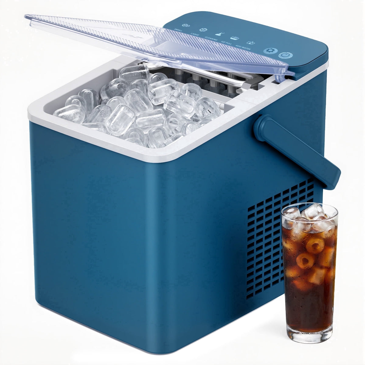 SIMZLIFE Portable Countertop Ice Maker, 26 Lbs/Day, 9 Bullet Ice Cubes in 6 Minutes, 2 Ice Sizes, Self-Cleaning Ice Machine, Black