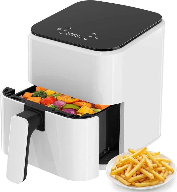 Simenmax Air Fryer, 6-Quart with Viewing Window, 12-in-1 Functions - Air Fry, Roast, Reheat, Dehydrate, Bake, Steam, and More, 400°F Max Temperature, Gray
