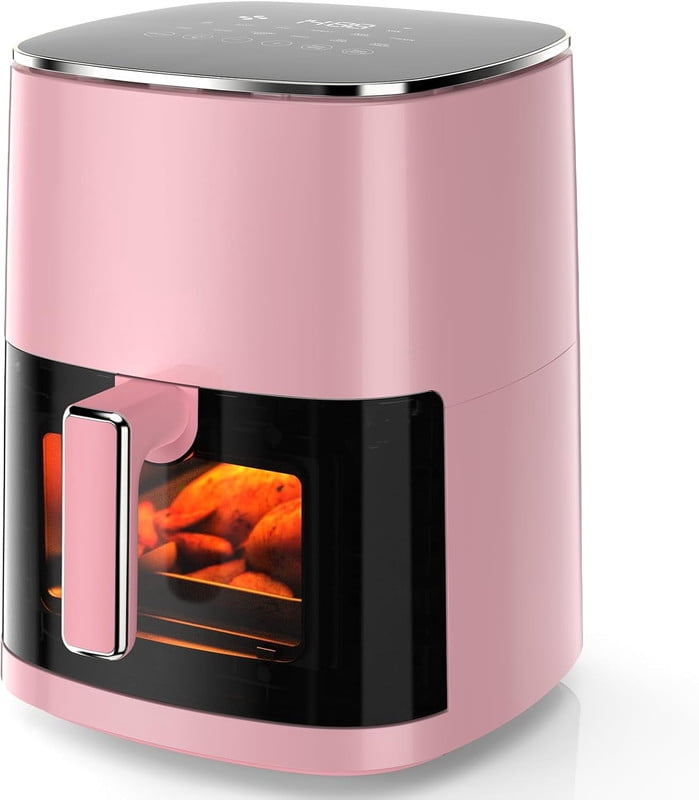 Simenmax Air Fryer, 6-Quart with Viewing Window, 12-in-1 Functions - Air Fry, Roast, Reheat, Dehydrate, Bake, Steam, and More, 400°F Max Temperature, Gray