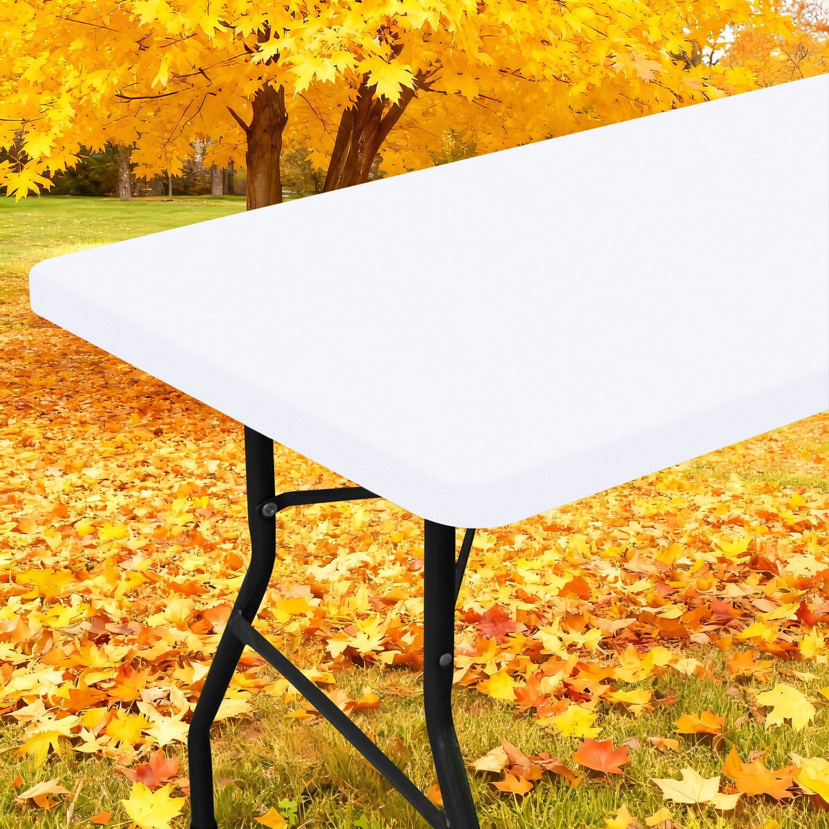 Smiry Rectangle Picnic Tablecloth, Waterproof Wipeable Table Cloth, Washable Elastic Table Cover for Outdoor and Indoor, 30"x72", Black
