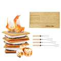 Tabletop S'Mores Maker Kit & Charcuterie Serving Set, Includes 4 Extendable Roasting Sticks, Bamboo Tray, Gift for Houswarmings, Parties and Weddings, Give Fun for Family Night