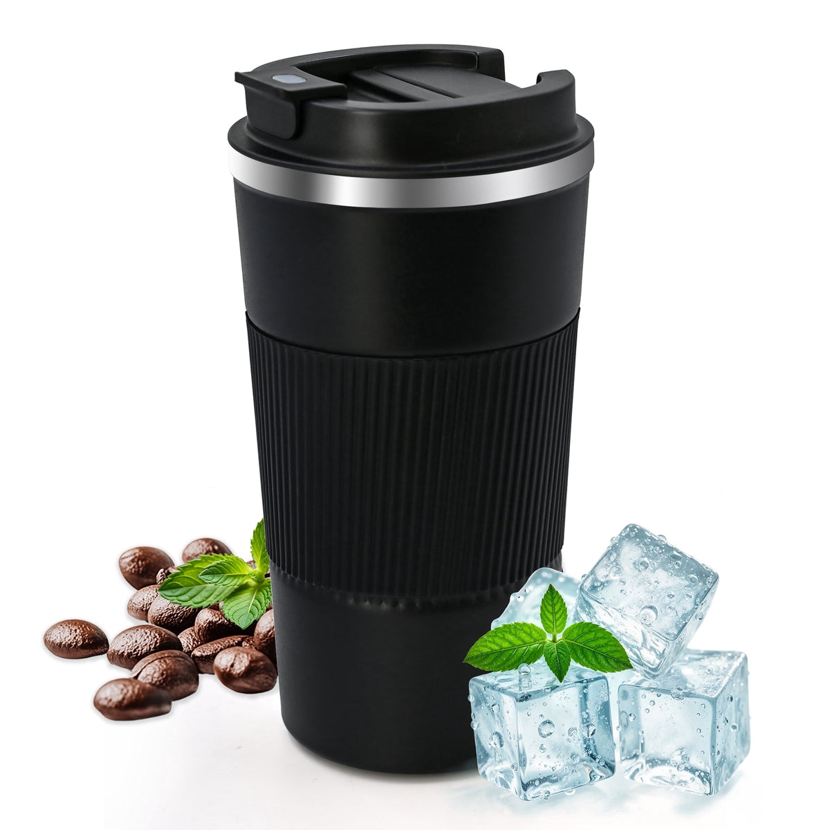 Vaparinckl Travel Coffee Mug, 17 oz Stainless Steel Vacuum Insulated Coffee Tumbler with Lid, Reusable Cup for Hot & Cold Drinks, Black