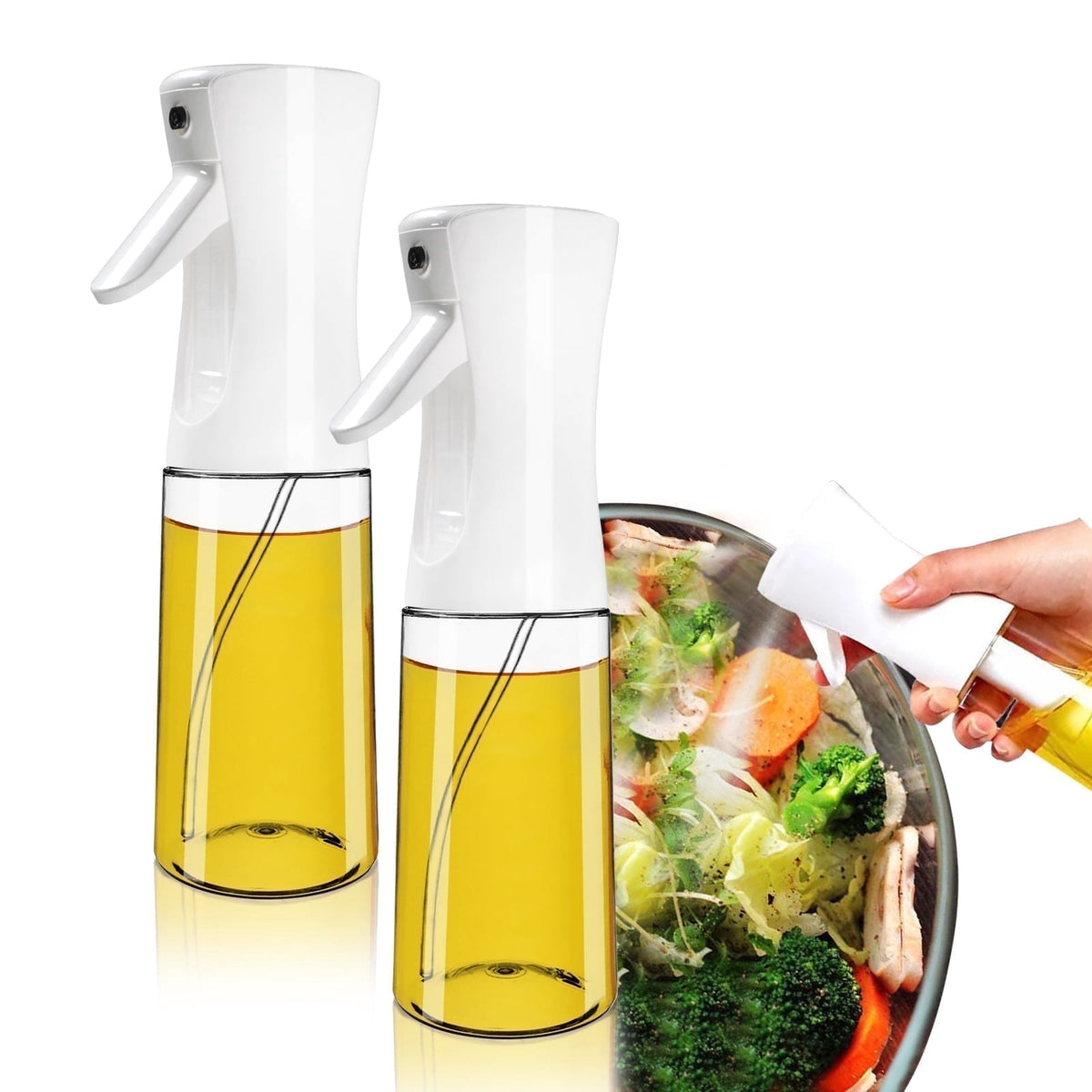 AGCAN Oil Sprayer for Cooking, 2 Pack Glass Olive Oil Sprayer Mister 220ml/7.4oz Glass Oil Dispenser for Air Fryer, BBQ, Baking, Salad