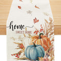YIBAGA Fall Table Runner Pumpkin Sweet Home Thanksgiving Dining Decoration, 13x72 inch, Polyester