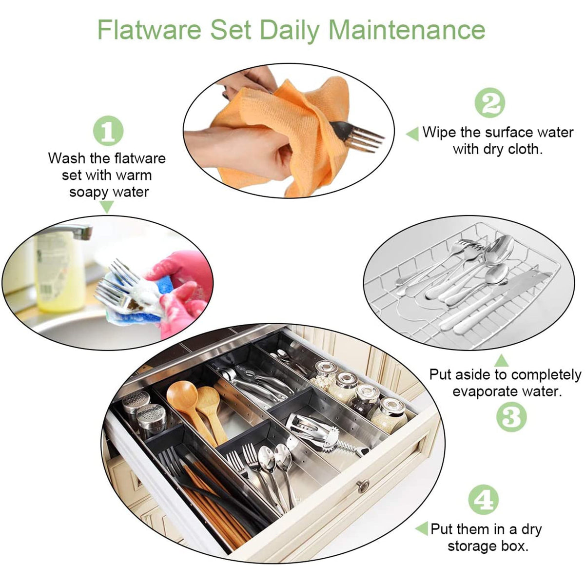 20 Piece Silverware Set, ENLOY Stainless Steel Solid Flatware Cutlery for 4, Modern & Elegant Design, High Quality Gift