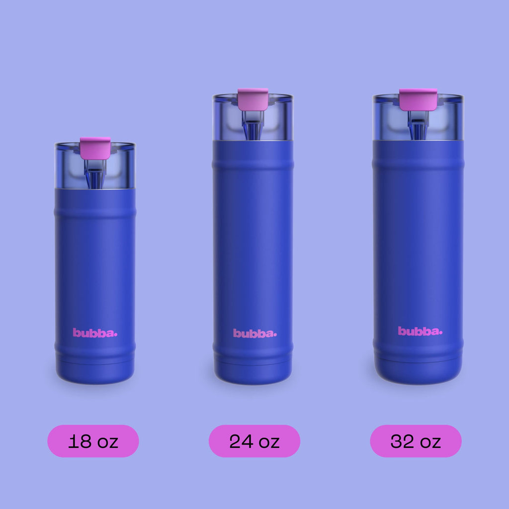Bubba 32oz DualSip Insulated Stainless Steel Water Bottle with Straw & Sip Lid, Moodbooster Purple/Blue