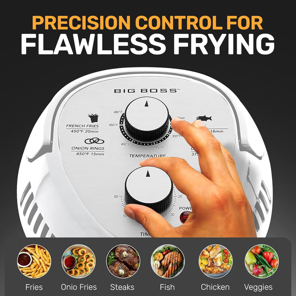 Granitestone 16Qt Large Glass Air Fryer Non Toxic – Family Sized Airfryer Cooker with 3 Cooking Levels, Stainless Steel Racks, Chicken, No Preheat, Self Cleaning, Dishwasher Safe, White