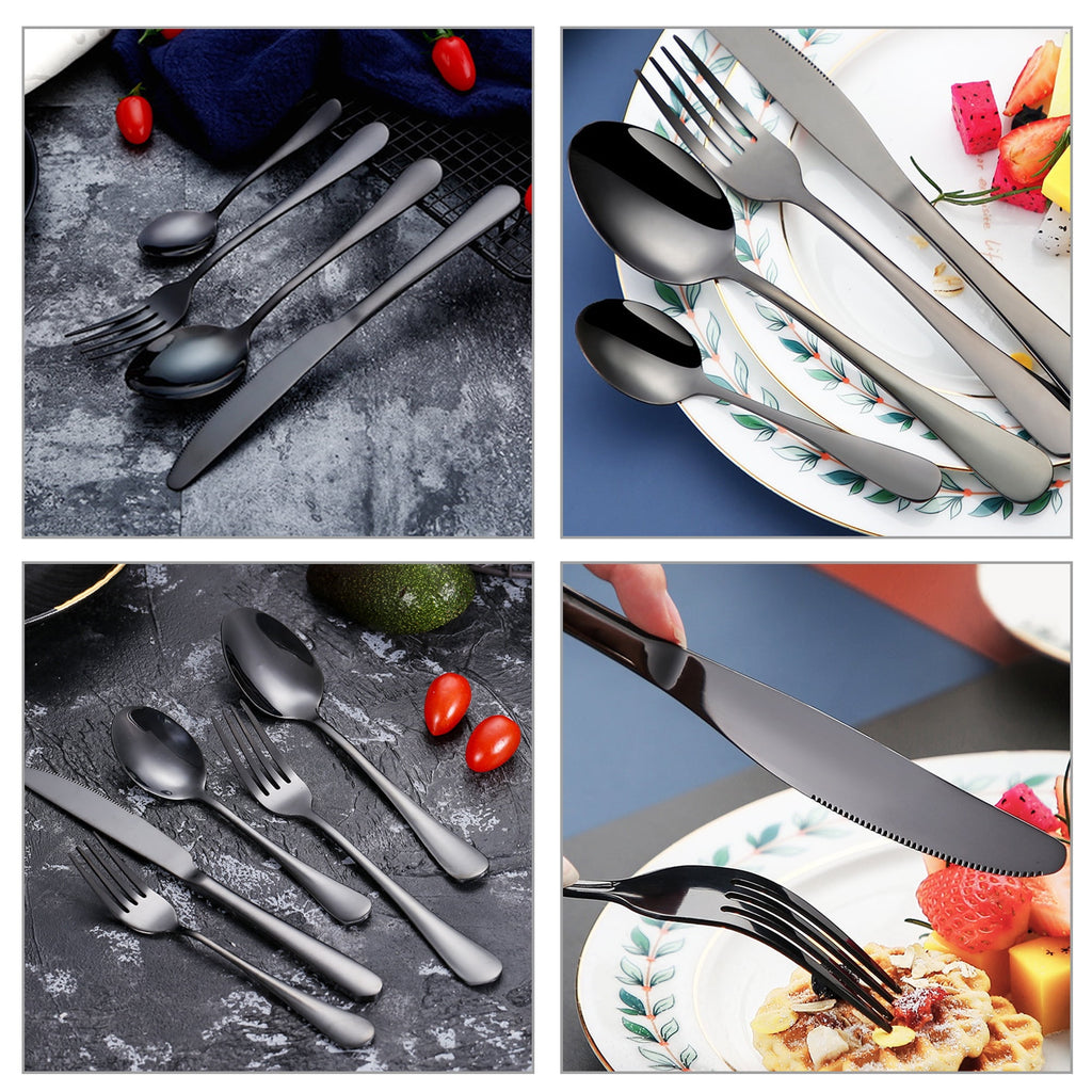 20 Piece Silverware Set, ENLOY Stainless Steel Solid Flatware Cutlery for 4, Modern & Elegant Design, High Quality Gift