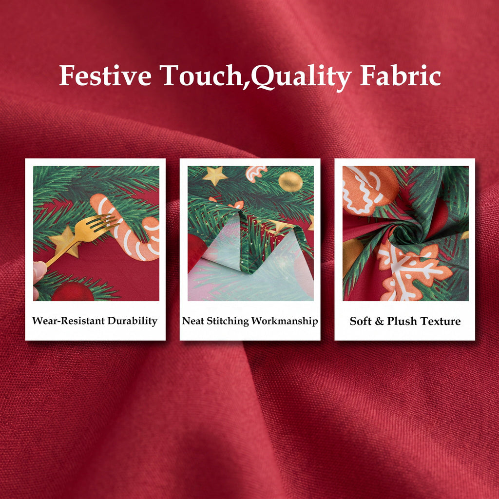 LUSHDIVA Christmas Rectangle Tablecloth, Holly Berry Ribbon Garland Bordered Fabric Dining Table Cover, Xmas Holiday Party Decor Table Cloth, 60" x 84"