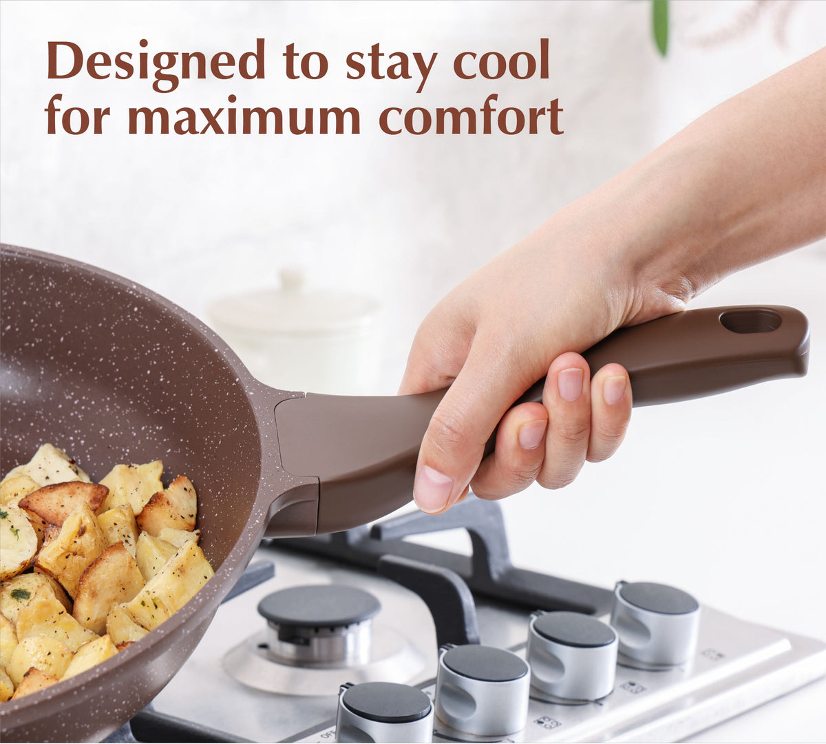 SENSARTE Ceramic Nonstick Pots and Pans Set, 10Pcs Healthy Non Stick Cookware Set with Pots Protectors, Induction Kitchen Cookware Sets, Dishwasher Safe White