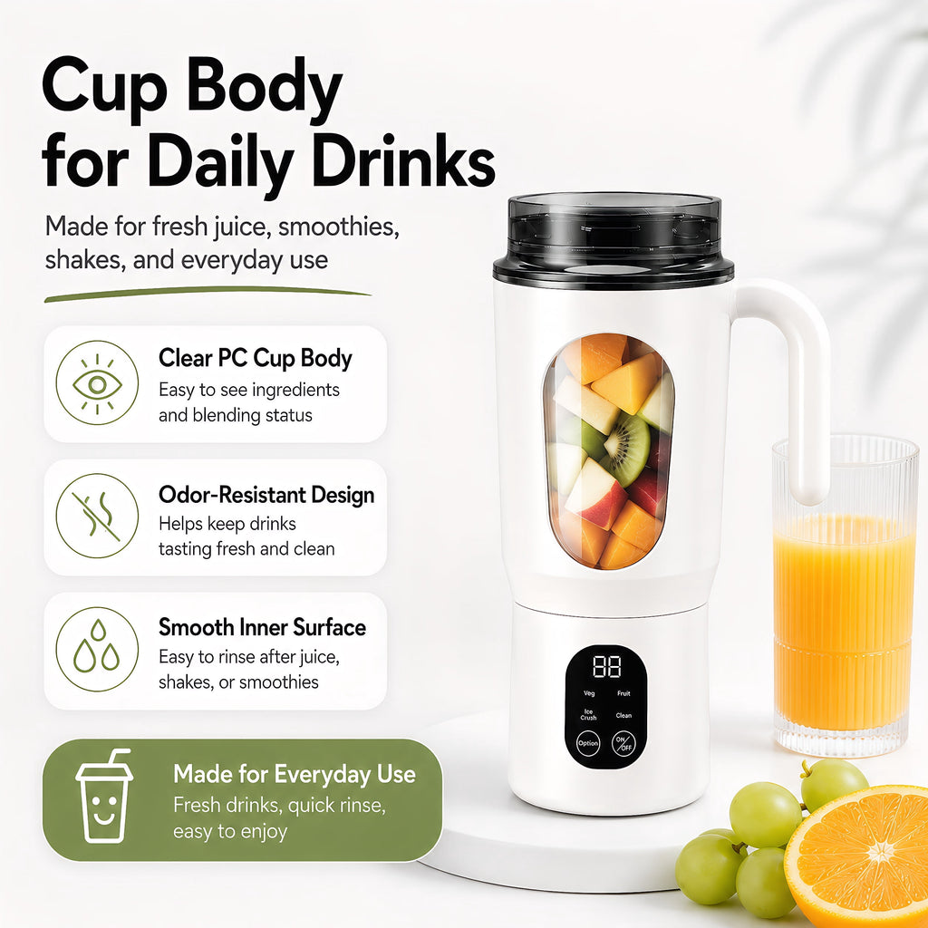 STARBIAO Portable Blender 19.6 oz Personal Juicer Cup, USB-C Rechargeable Mini Blender for Shakes & Smoothies, 12-Blade Stainless Steel, 4 Modes, Digital Display, Self-Cleaning, Beige